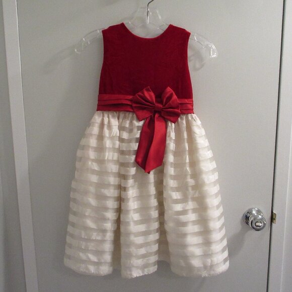 Jayne Copeland Girls Red Velvet & Ivory Crinoline Holiday Christmas Dress Size 7 - Picture 1 of 15